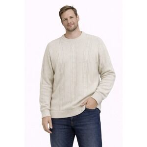 Puritan Cable Knit Sweater Mens XL Cream Ivory Ribbed Crewneck Grandpacore
